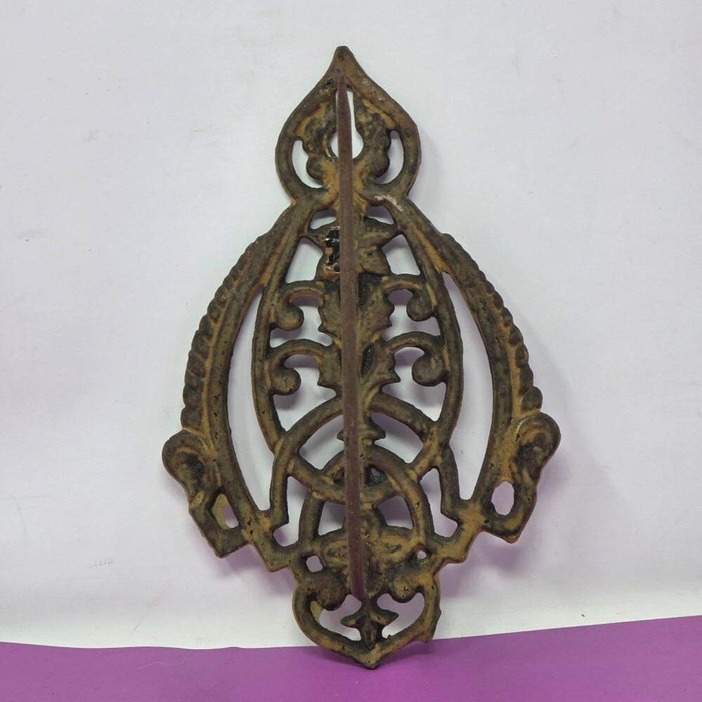 Antique Cast Iron Black Wall Hanging Sharp Hook Paper Bookkeeper Receipt‎ Holder
